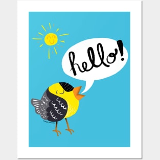 Hello Goldfinch -  Cute bird art Posters and Art